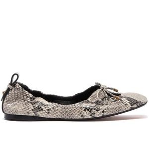 Frame Le Sunset Square Toe Ballet Flat Snake Print Leather Shoe